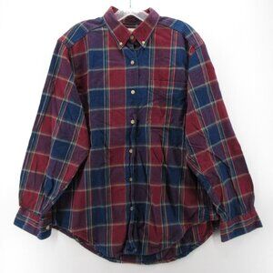 VINTAGE LL Bean Top Large Flannel Shirt Button Up Plaid 90s USA